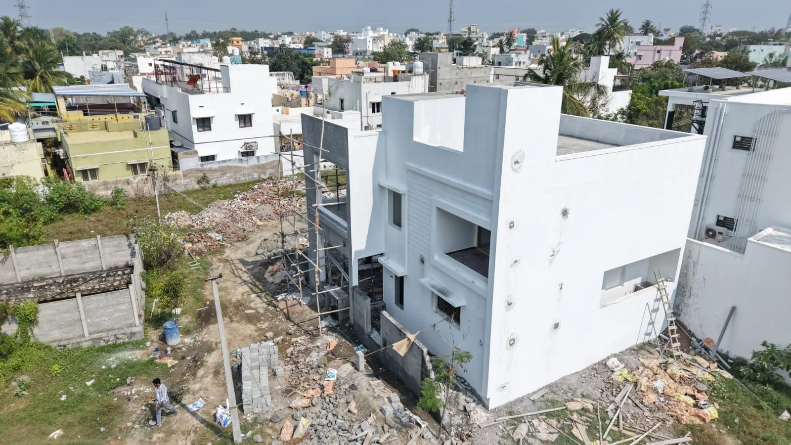 Supermarket exterior in Modakkurichi, Erode — aerial view